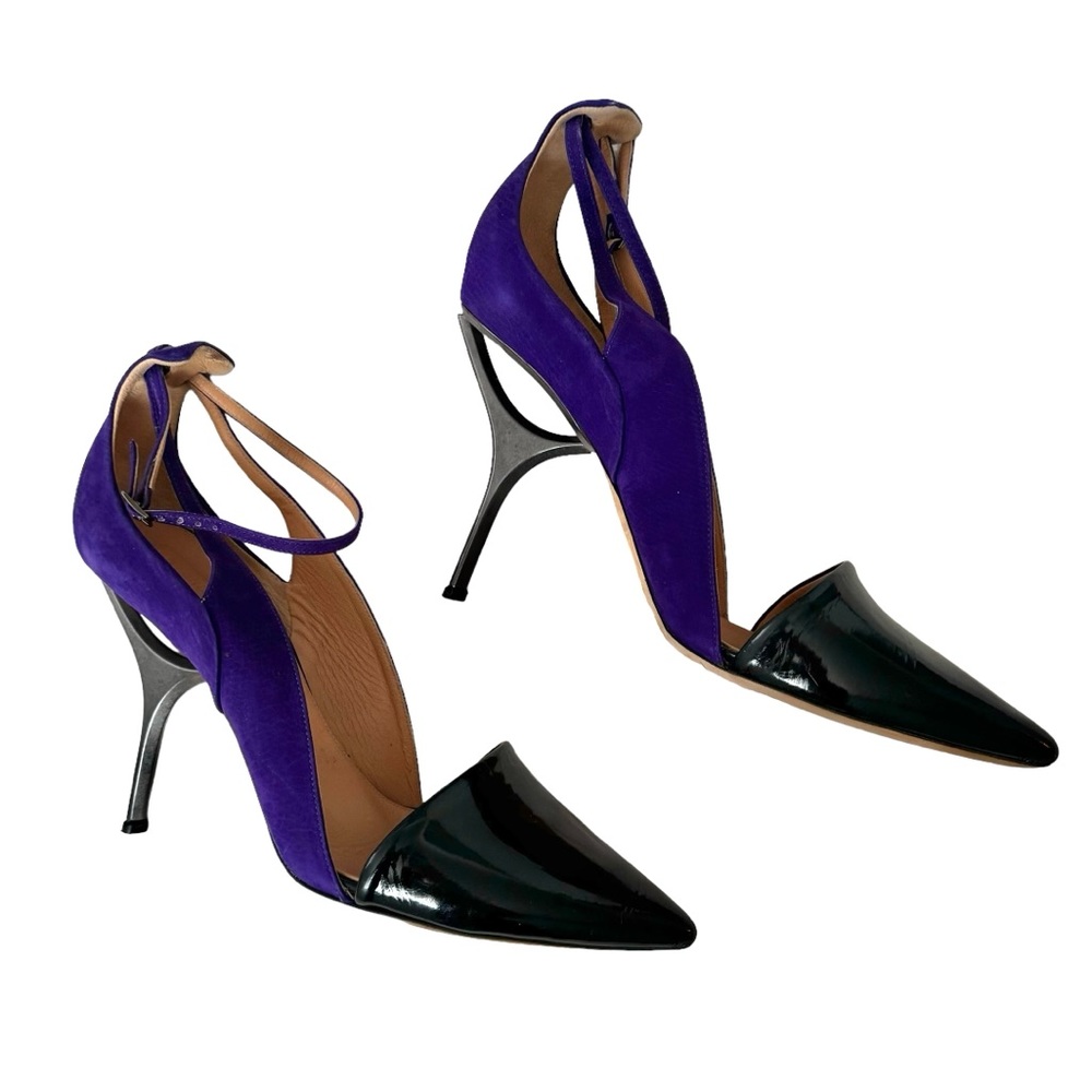 Antonio Berardi Purple Suede and Black Patent Leather Heels